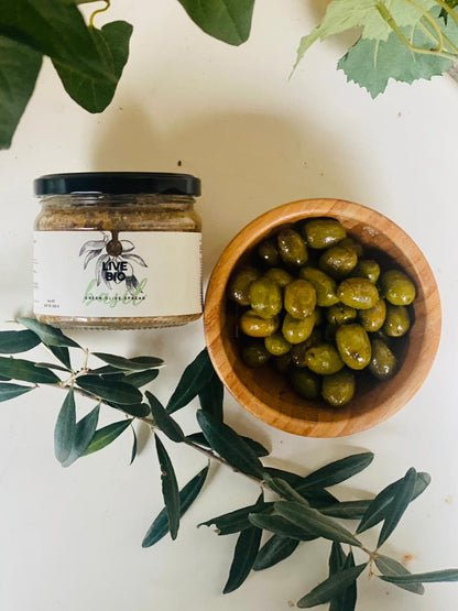 Basil green olive tapenade